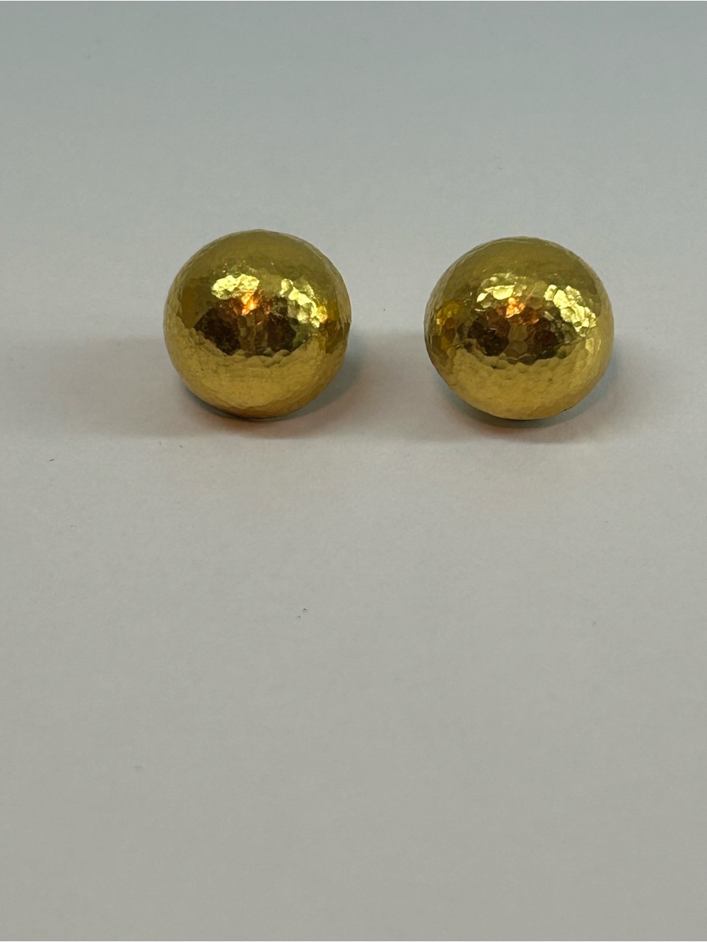 GURHAN 24K Solid Gold Hand-Hammered Dome Clip Earrings — 10.6g